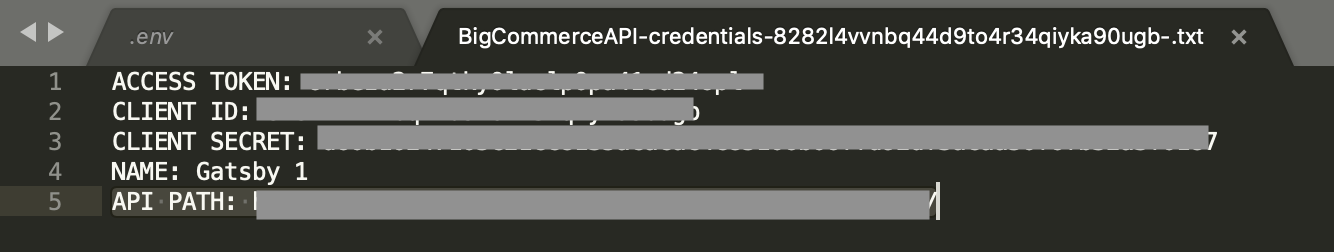 bigcommerce api credentials txt file setup example